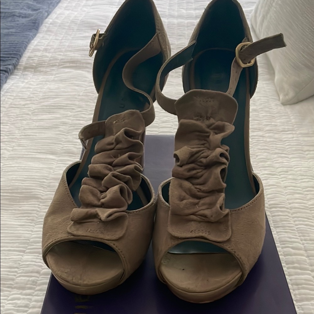 Madden Girl Taupe Heeled Sandals with Ankle Strap-8